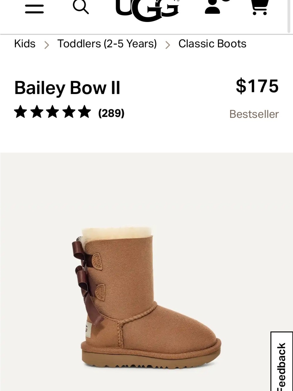 UGG Kids Bailey Bow II Chestnut Suede Boots- see pics for wear